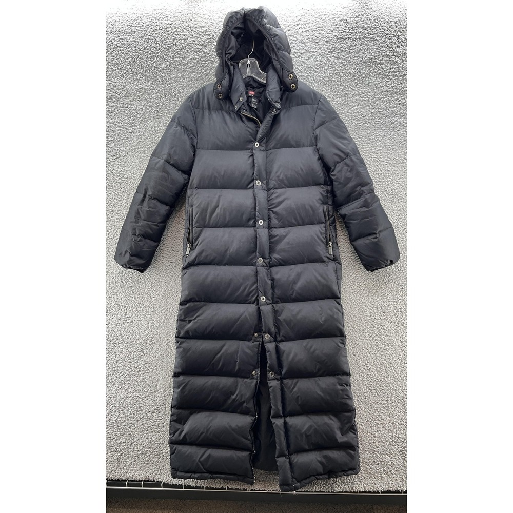 Diesel Coat Women Medium Black Down Puffer Parka Zip Up Long Maxi Hooded Quilted
